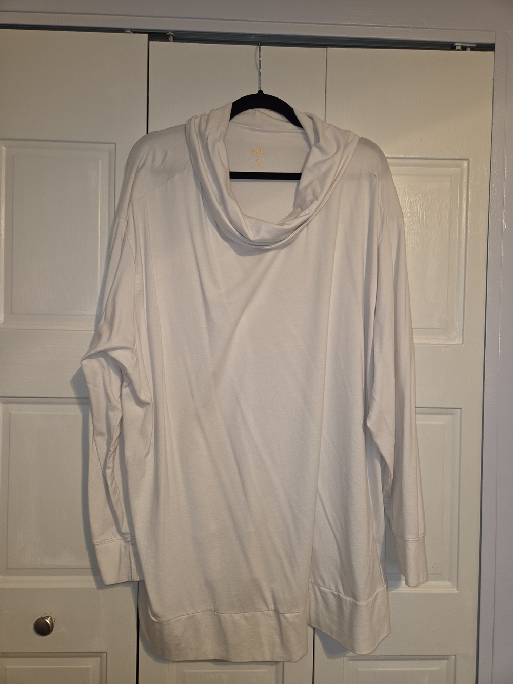 Belle by Kim Gravel White Draped Cowl Neck Tunic